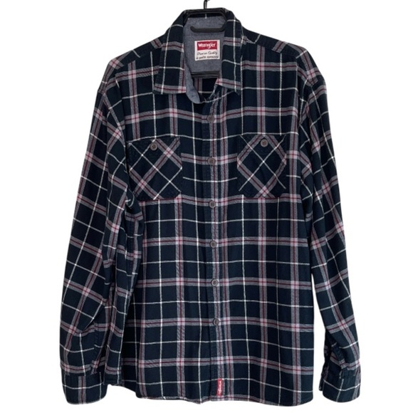 Wrangler Men's Plaid Flannel Shirt Black Red White Long Sleeve Button Up XL - Picture 14 of 14